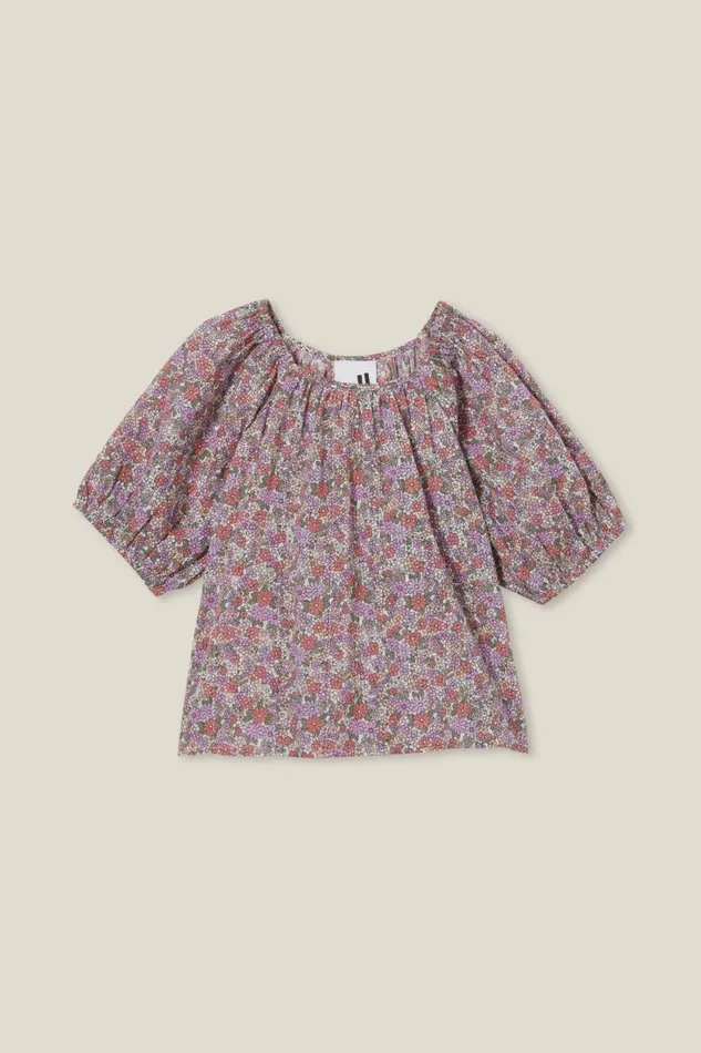 Girls 214 Tops and TShirts Cotton On Willow Short Sleeve Top Dark Vanillablair Ditsy