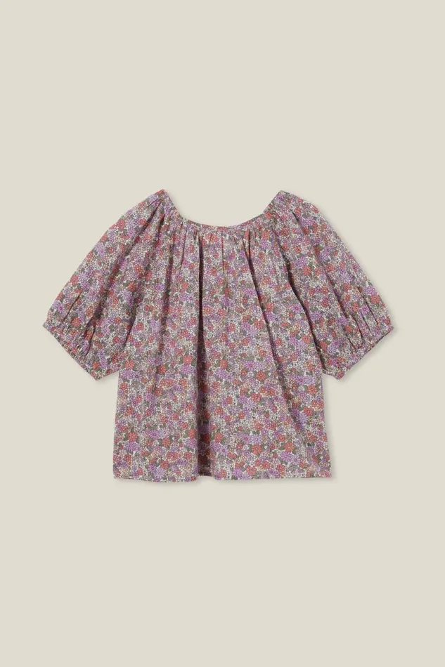 Girls 214 Tops and TShirts Cotton On Willow Short Sleeve Top Dark Vanillablair Ditsy