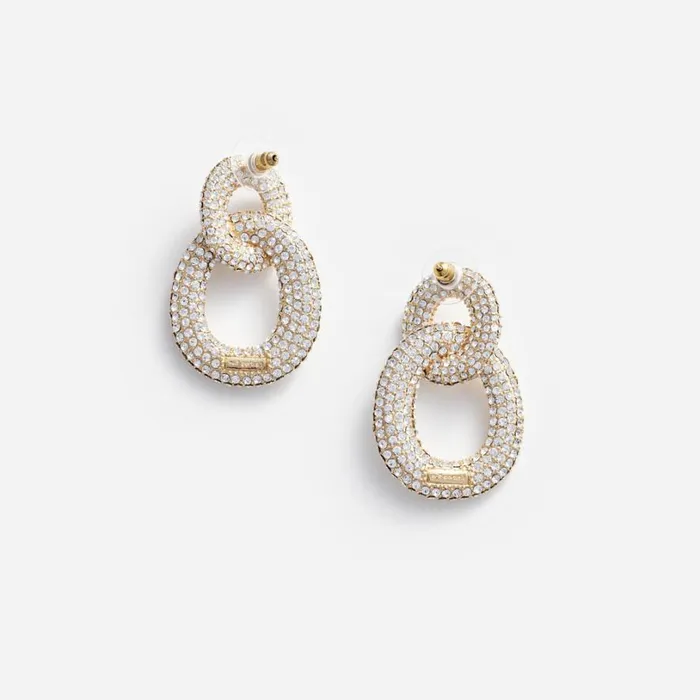 Gold Crystal Link Earrings Women Self Portrait Jewellery