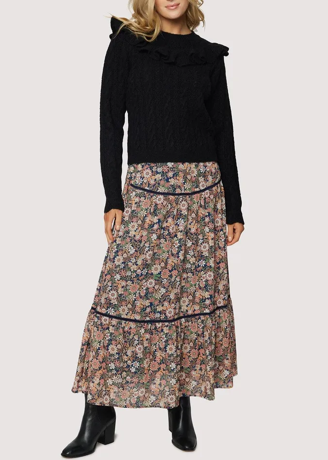 Gracie Ruffle Top Black Women Lost Wander Sweaters
