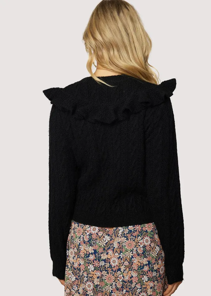Gracie Ruffle Top Black Women Lost Wander Sweaters