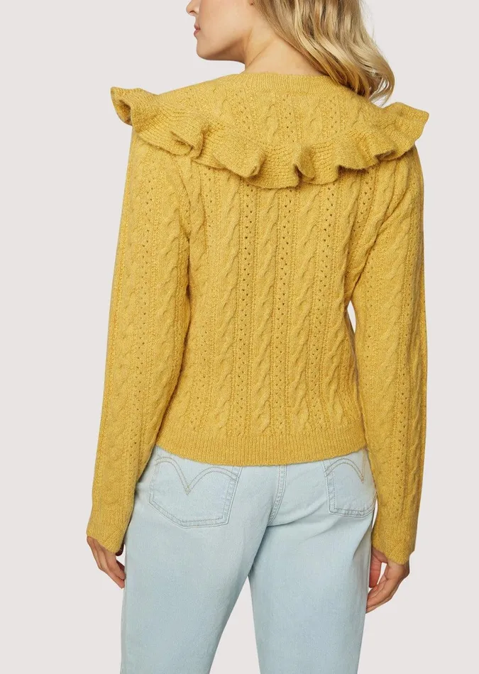 Gracie Ruffle Top Butterscotch Women Lost Wander Sweaters