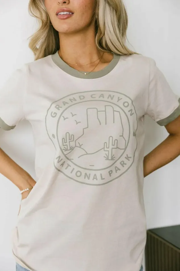 Grand Canyon Cactus Graphic Tee 8211 FINAL SALE Tan Women Bohme Tees and Tanks