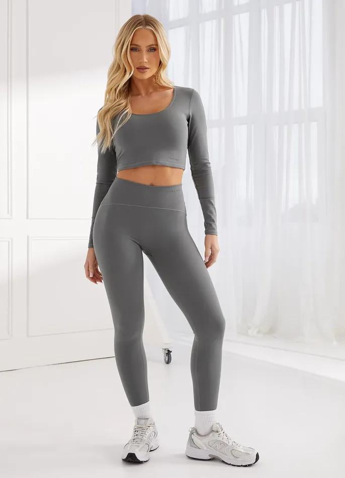 Gym King CoOrds Women Peach Luxe Long Sleeve Top 8211 Dark Sage Luxe