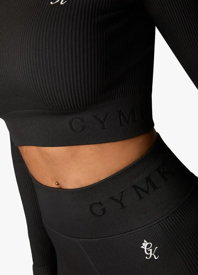 Gym King Gymwear Women Formation Rib LS Crop 8211 Dark Pewter