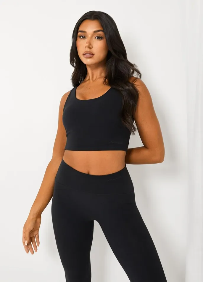 Gym King Gymwear Women Peach Luxe Tank 8211 Black Luxe