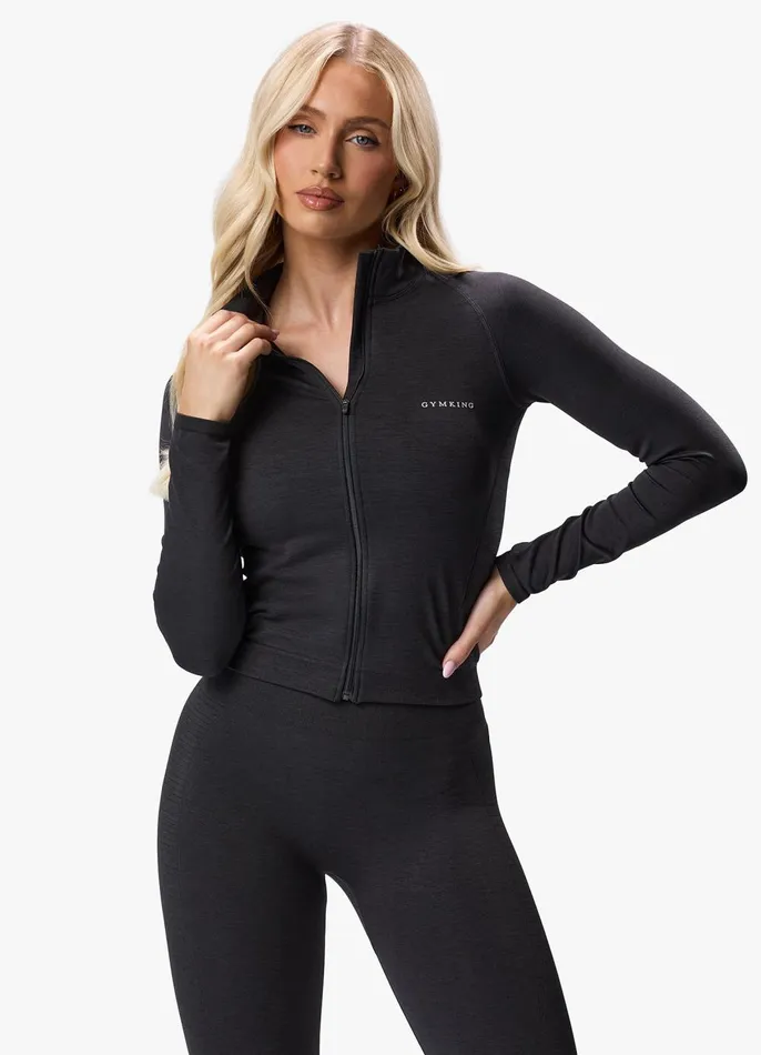 Gym King Gymwear Women Results 20 Seamless Full Zip Funnel 8211 Black