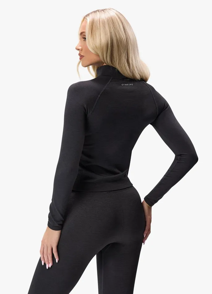Gym King Gymwear Women Results 20 Seamless Full Zip Funnel 8211 Black