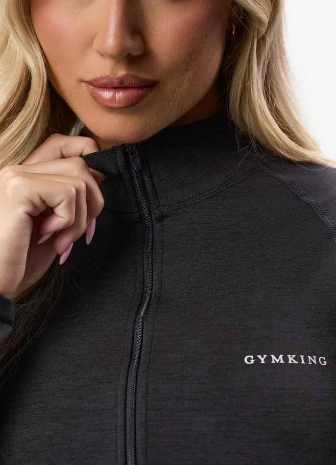 Gym King Gymwear Women Results 20 Seamless Full Zip Funnel 8211 Black