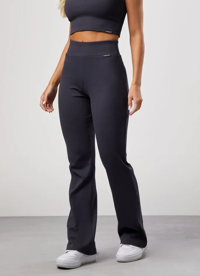 Gym King Leggings Women 365 Rib Flared Legging 8211 Dark Pewter
