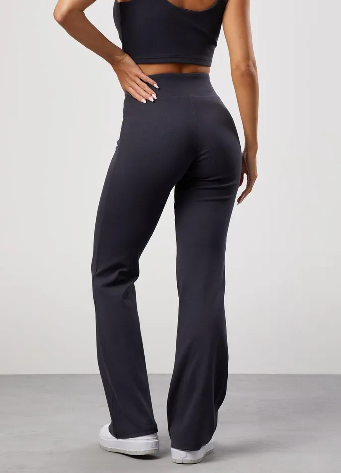 Gym King Leggings Women 365 Rib Flared Legging 8211 Dark Pewter