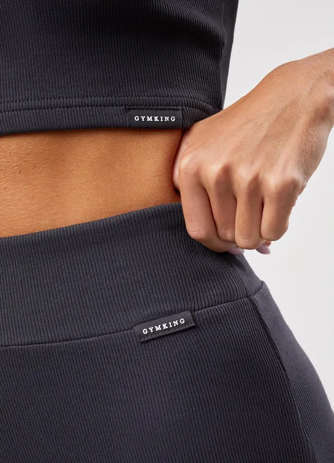 Gym King Leggings Women 365 Rib Flared Legging 8211 Dark Pewter