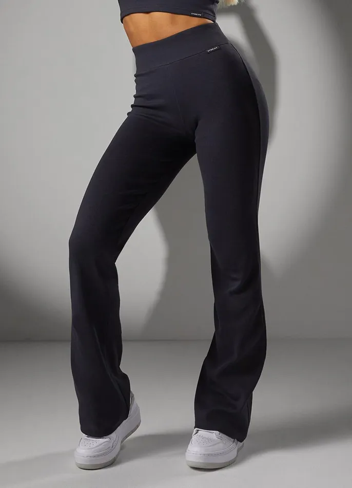 Gym King Leggings Women 365 Rib Flared Legging 8211 Dark Pewter