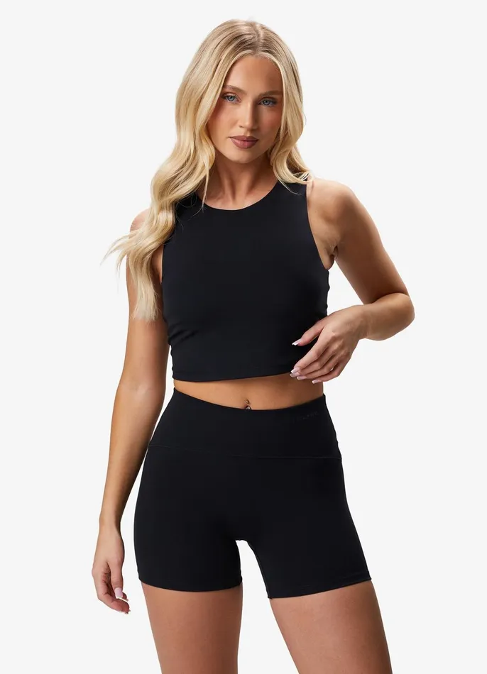 Gym King Sports Bras Women Peach Luxe High Neck Tank 8211 Black Luxe