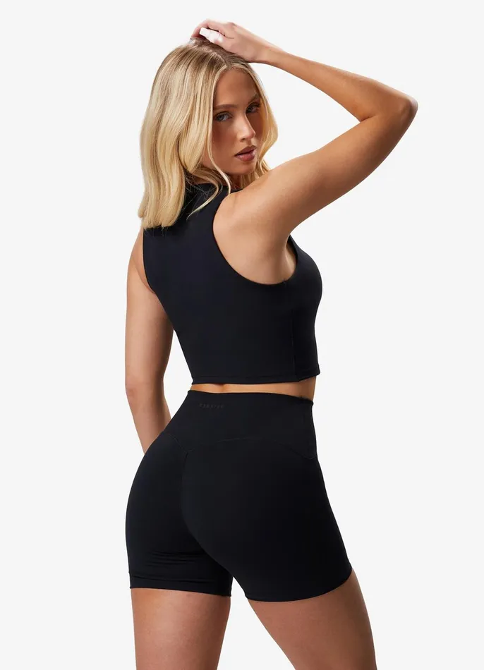 Gym King Sports Bras Women Peach Luxe High Neck Tank 8211 Black Luxe