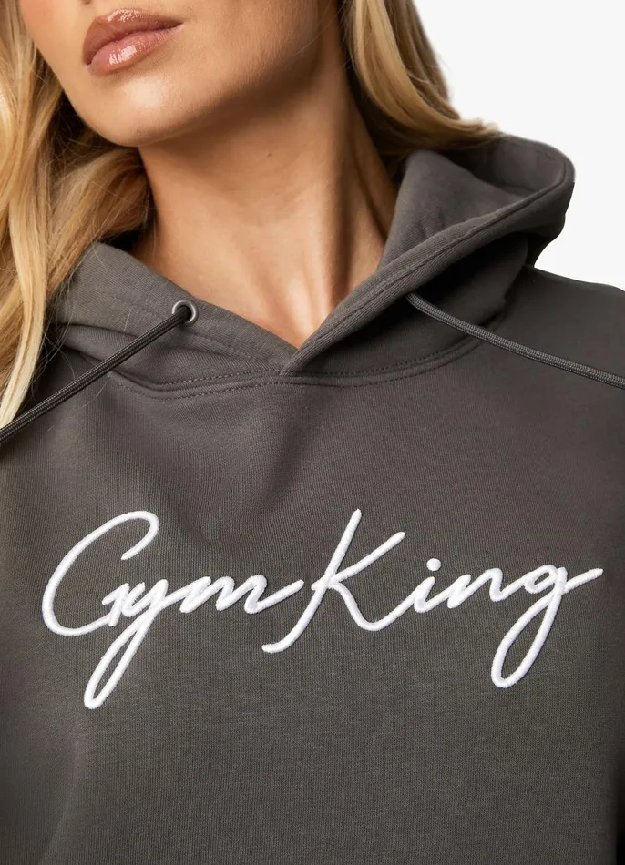 Gym King Sweatshirts and Hoodies Women Script Hood 8211 SteelWhite