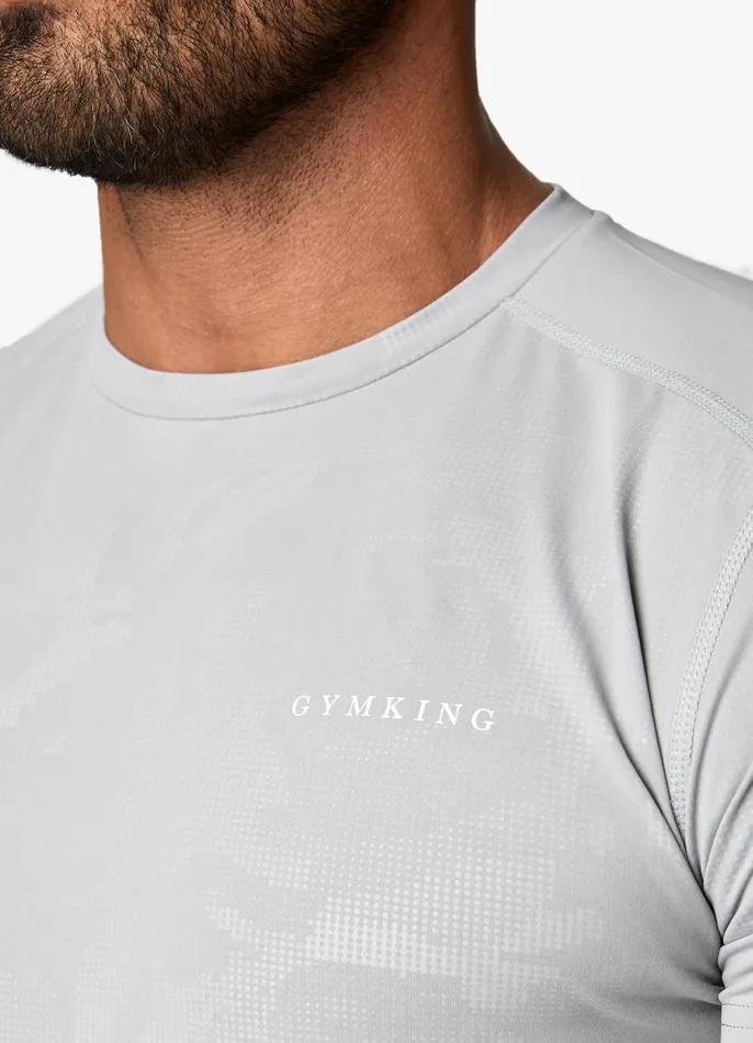 Gym King TShirts Men Debossed Camo SS Tee 8211 Cloudy Grey
