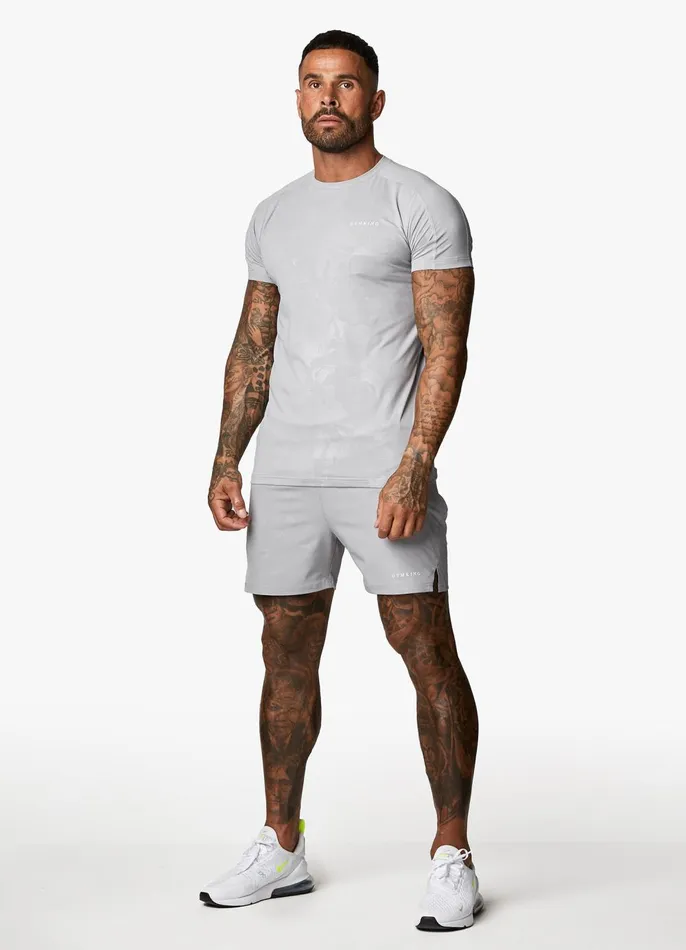 Gym King TShirts Men Debossed Camo SS Tee 8211 Cloudy Grey