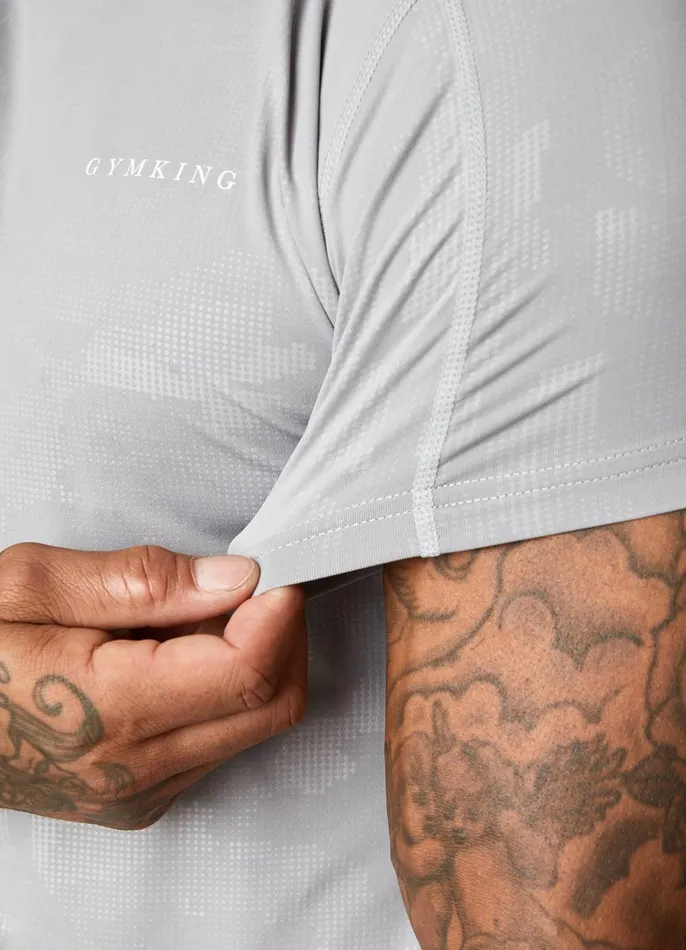 Gym King TShirts Men Debossed Camo SS Tee 8211 Cloudy Grey