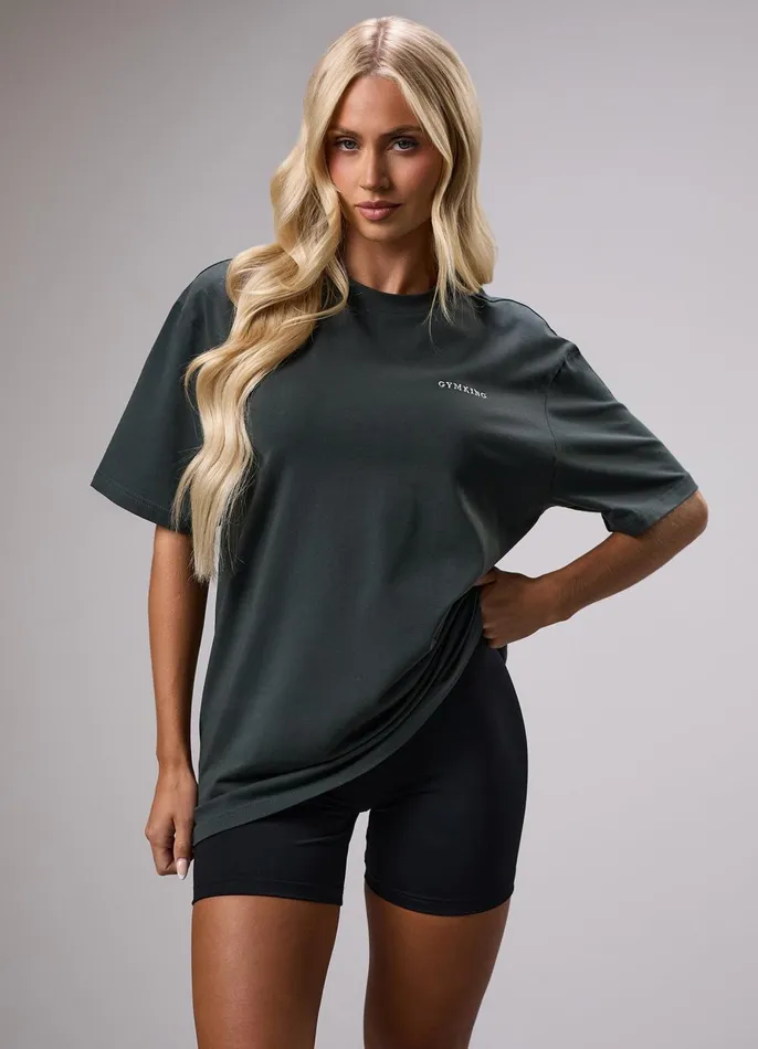 Gym King Tops and TShirts Women 365 Boyfriend Tee 8211 Green Smoke