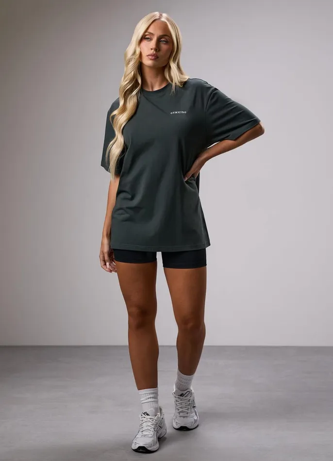 Gym King Tops and TShirts Women 365 Boyfriend Tee 8211 Green Smoke