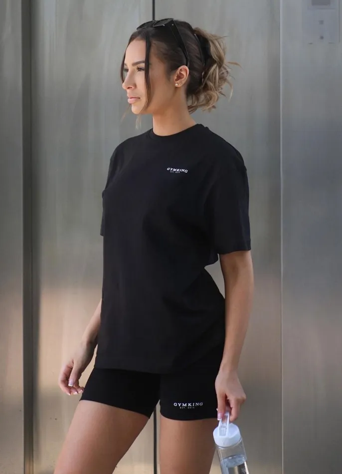 Gym King Tops and TShirts Women Established Boyfriend Tee 8211 BlackWhite