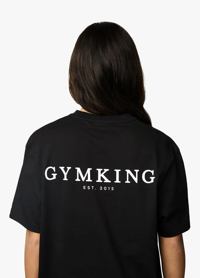 Gym King Tops and TShirts Women Established Boyfriend Tee 8211 BlackWhite