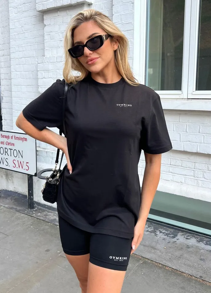 Gym King Tops and TShirts Women Established Boyfriend Tee 8211 BlackWhite