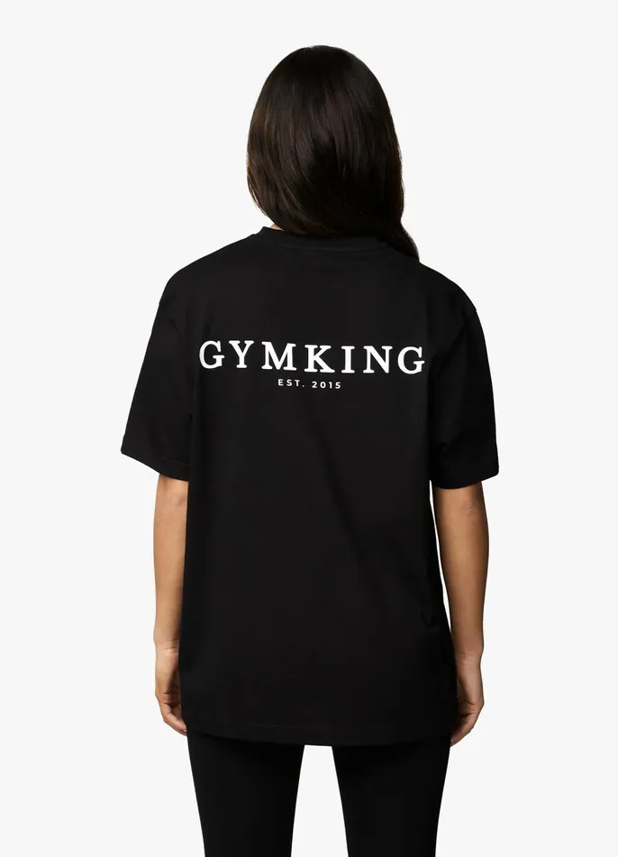 Gym King Tops and TShirts Women Established Boyfriend Tee 8211 BlackWhite