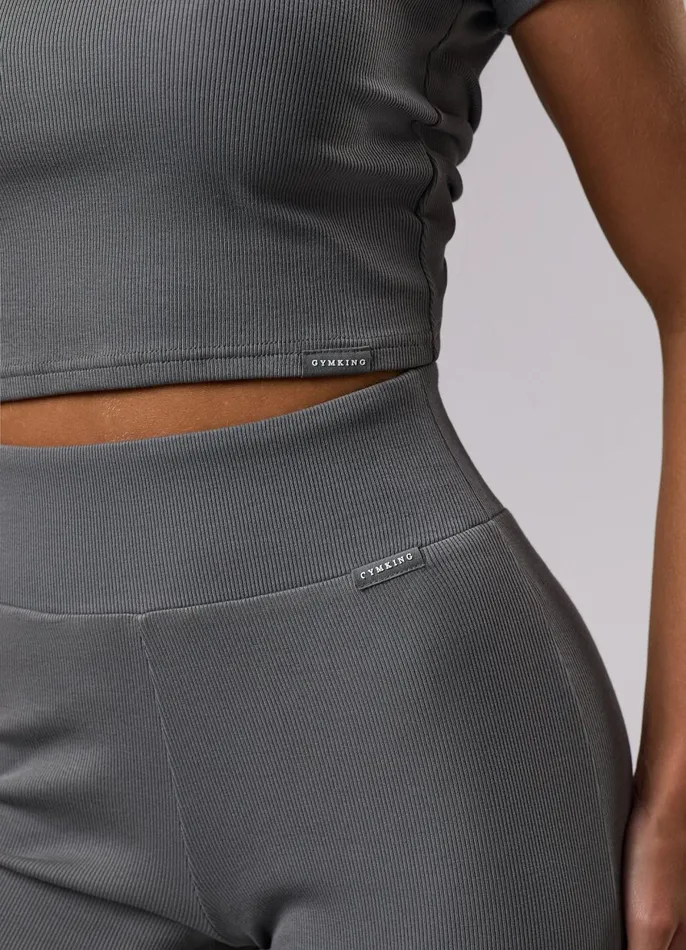 Gym King Tops and TShirts Women GKW Sports Luxe Rib Crop Tee 8211 Dark Sage