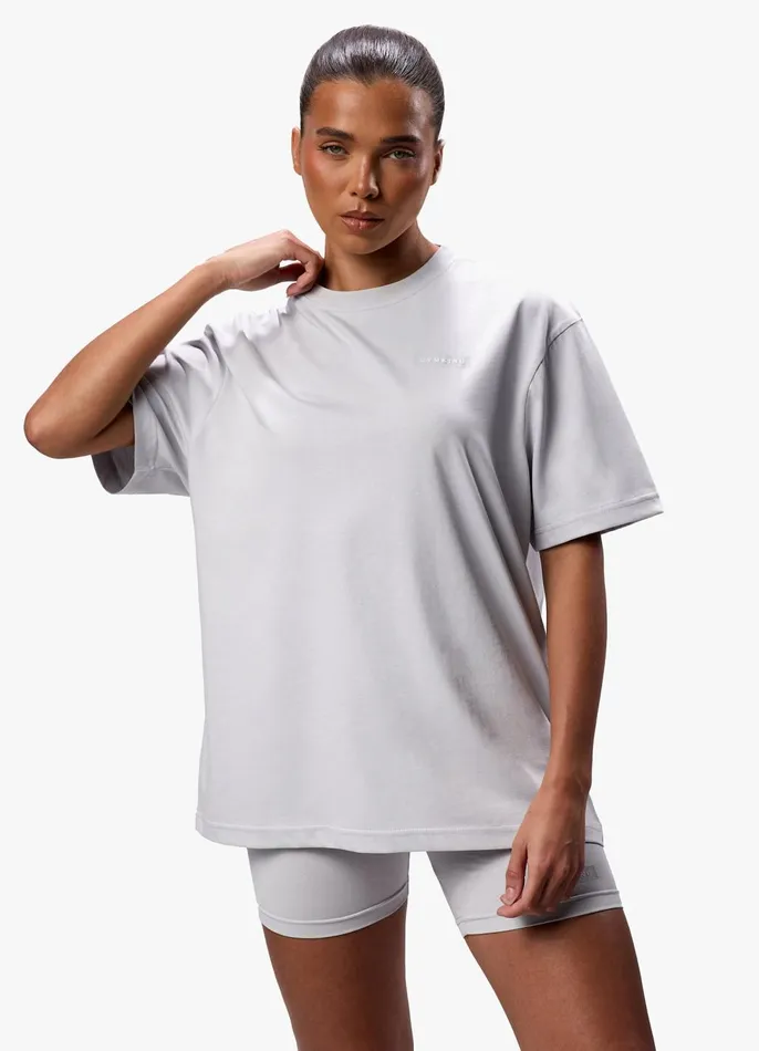 Gym King Tops and TShirts Women Stoic Boyfriend Tee 8211 Light Grey