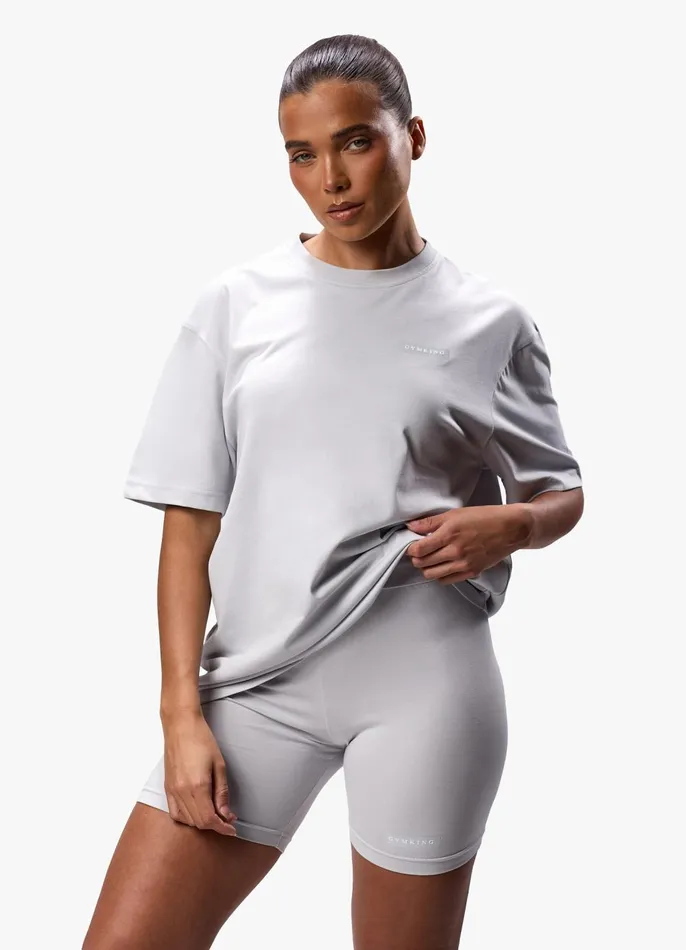 Gym King Tops and TShirts Women Stoic Boyfriend Tee 8211 Light Grey