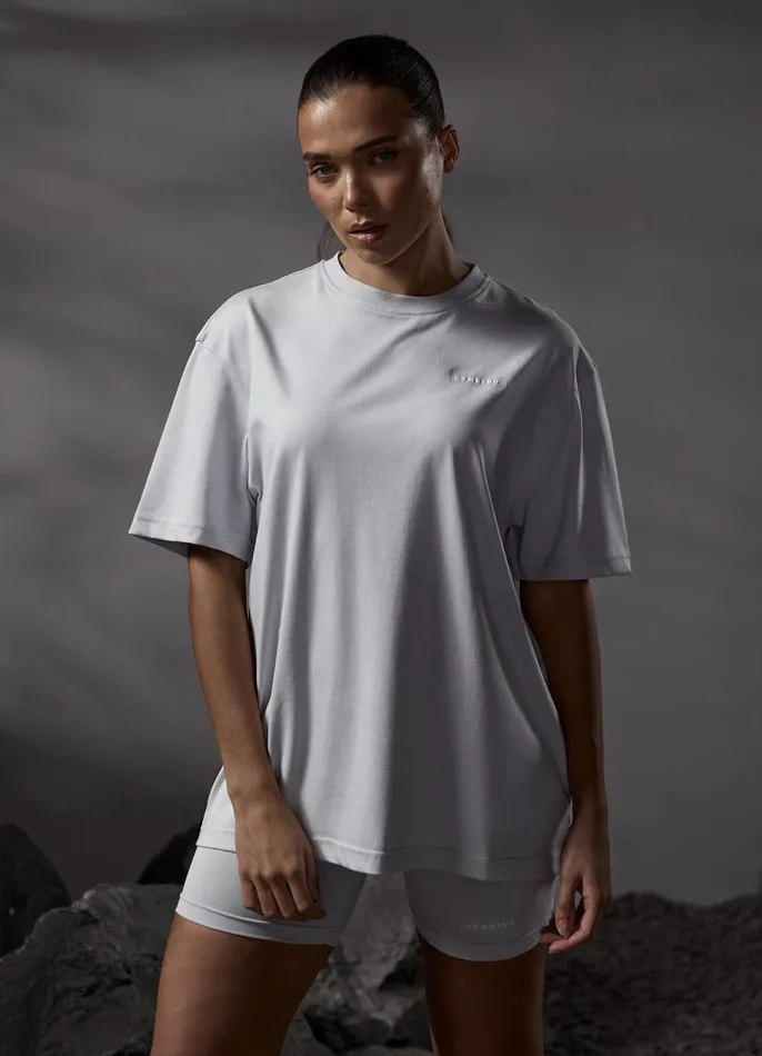 Gym King Tops and TShirts Women Stoic Boyfriend Tee 8211 Light Grey