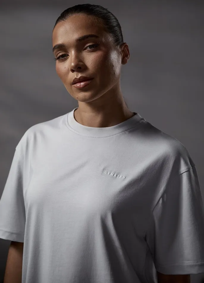 Gym King Tops and TShirts Women Stoic Boyfriend Tee 8211 Light Grey