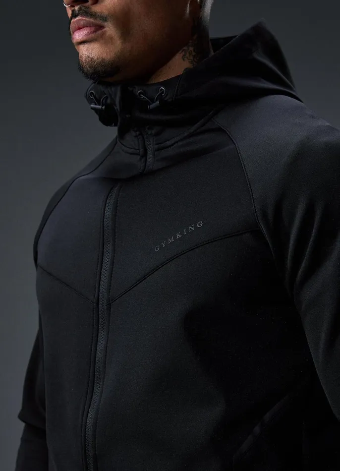 Gym King Tracksuit Tops Men Alpha Poly FZ Hood 8211 Black