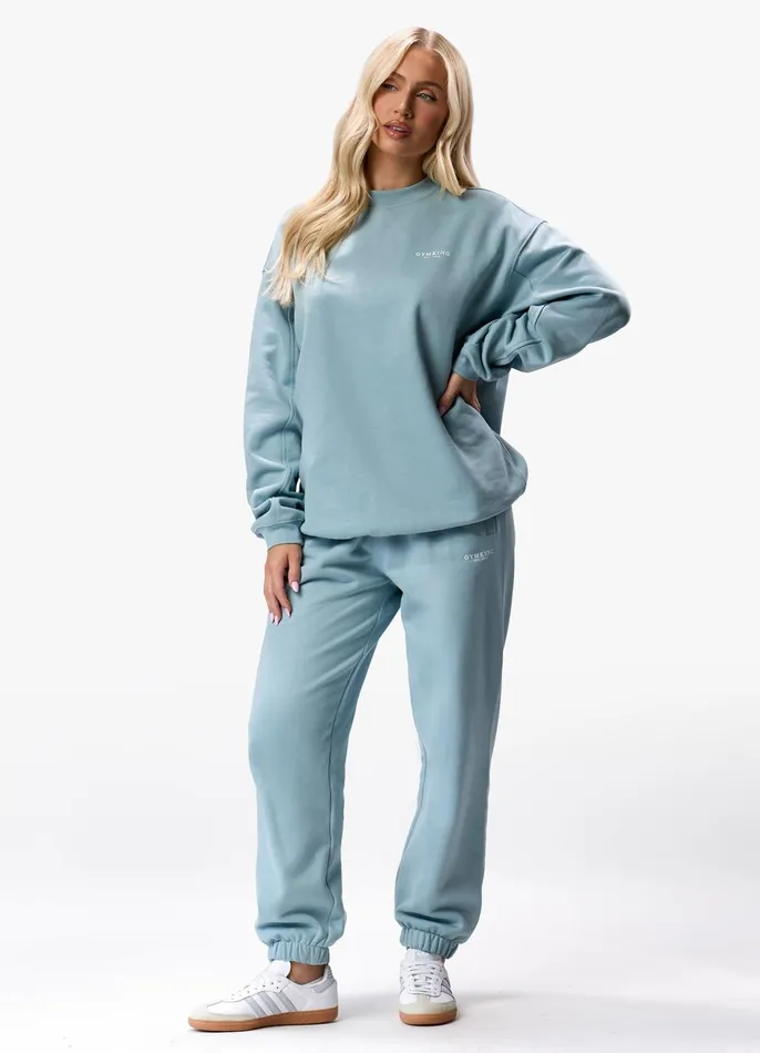 Gym King Tracksuits Women Established Crew Tracksuit 8211 Stone Blue