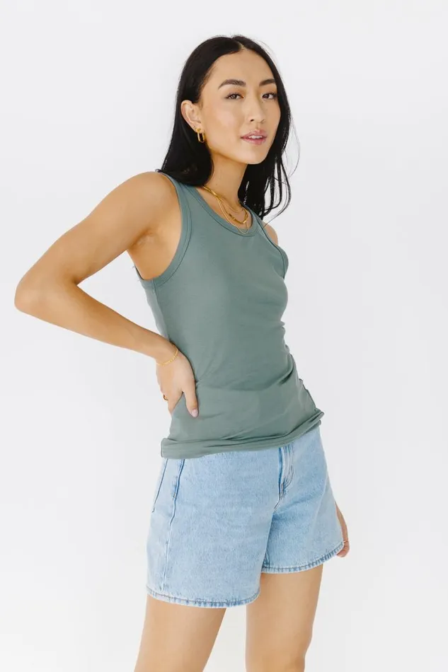 Harlowe Tank In Teal 8211 FINAL SALE Teal Women Bohme Tees and Tanks