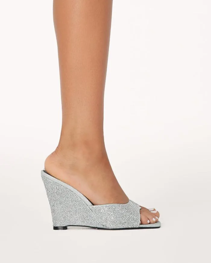 Heels Billini Mules MARIA SILVER RHINESTONE