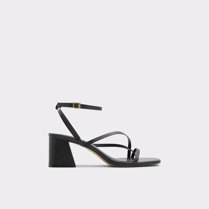 Heels Women ALDO Adrauder Black Strappy Sandal 8211 Block Heel