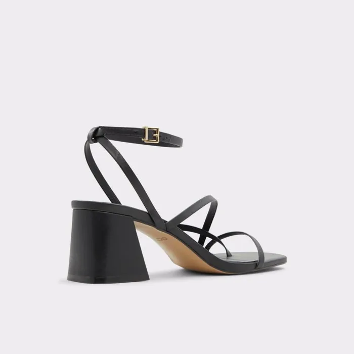 Heels Women ALDO Adrauder Black Strappy Sandal 8211 Block Heel