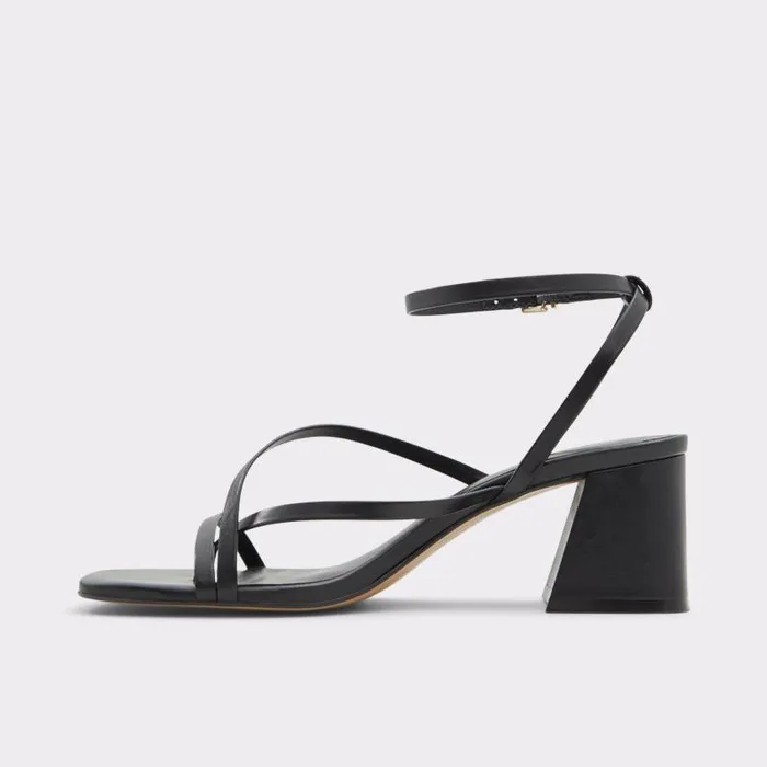 Heels Women ALDO Adrauder Black Strappy Sandal 8211 Block Heel