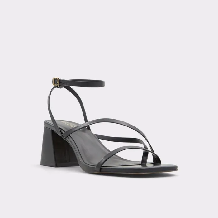 Heels Women ALDO Adrauder Black Strappy Sandal 8211 Block Heel