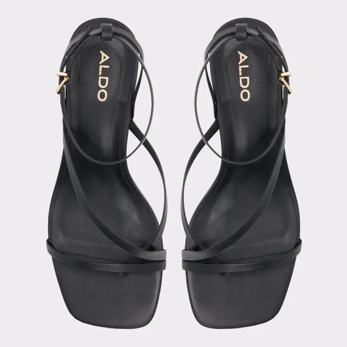 Heels Women ALDO Adrauder Black Strappy Sandal 8211 Block Heel