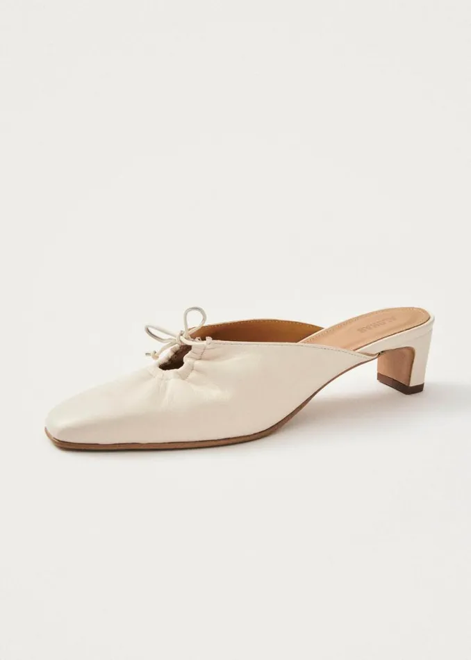 Heels Women ALOHAS Amar Cream Leather Mules
