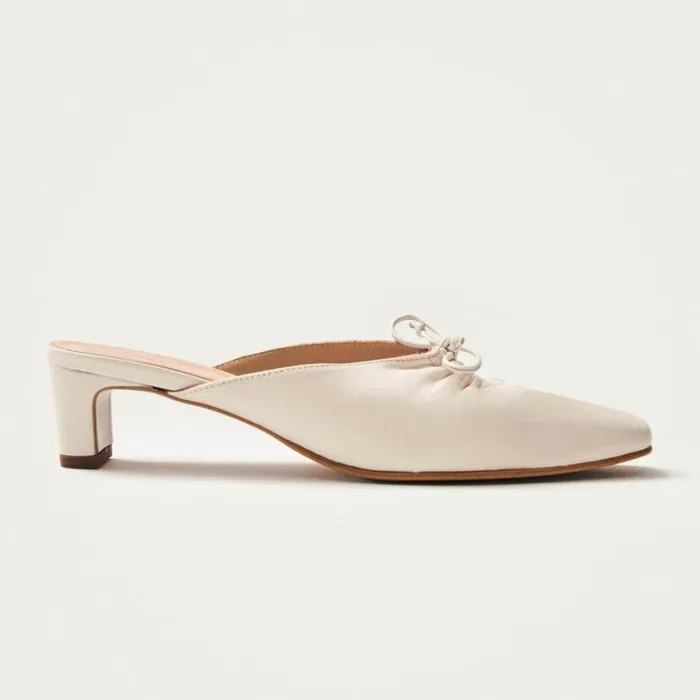 Heels Women ALOHAS Amar Cream Leather Mules