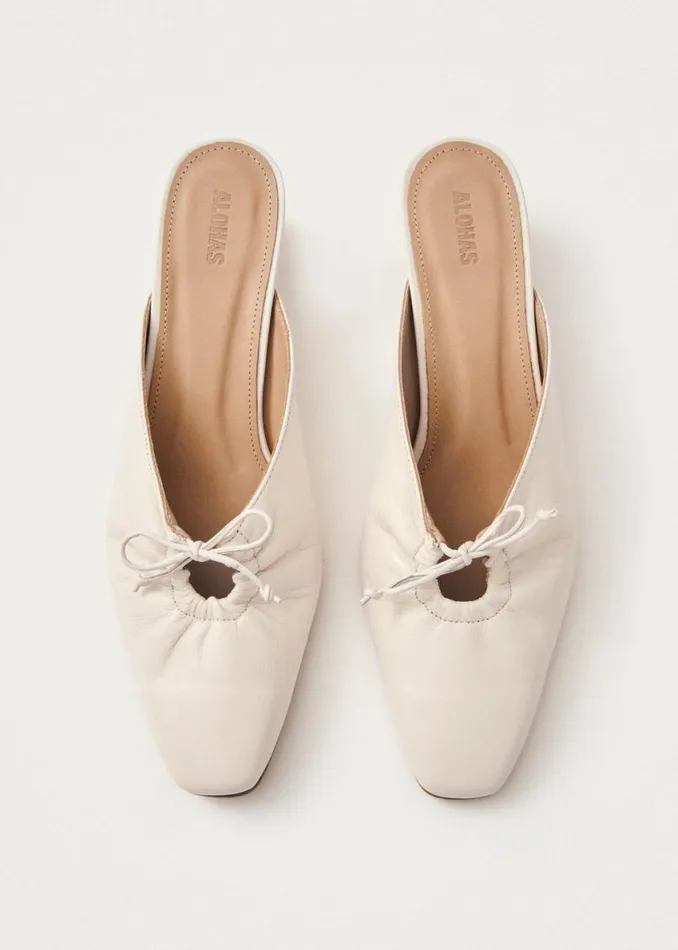 Heels Women ALOHAS Amar Cream Leather Mules