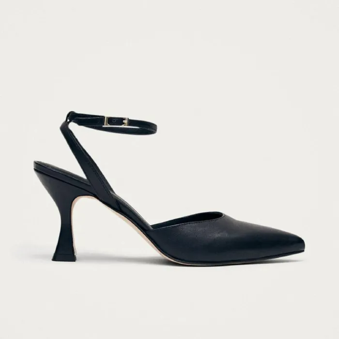 Heels Women ALOHAS Cinderella Black Leather Pumps
