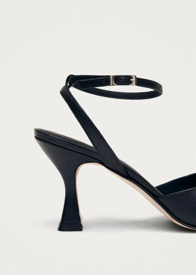 Heels Women ALOHAS Cinderella Black Leather Pumps