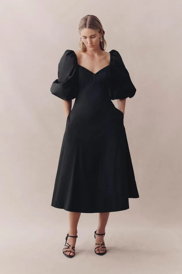 Hester Corsetted Midi Dress Black Women Aje Black Dresses