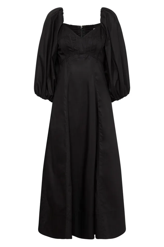Hester Corsetted Midi Dress Black Women Aje Black Dresses